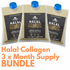 Pure Halal Collagen Peptides Powder | Bovine | Type 1 & 3 | 19 Amino Acids | BCAAs | Embrace Youthful Glow, Hair, Skin & Nails | For Women and Men Gold Edition (250g)