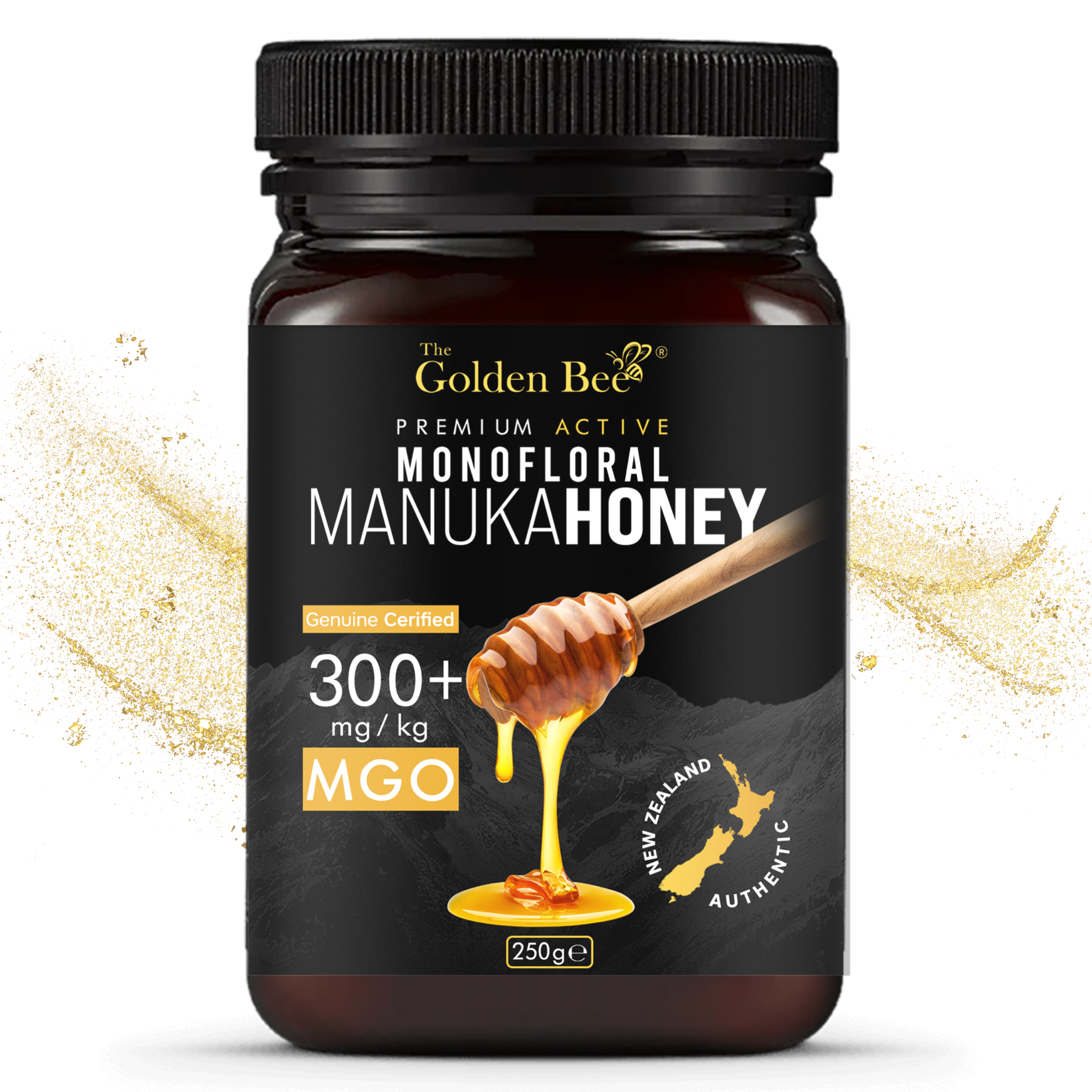 Powerhouse Manuka Honey 100% 300+  MGO Certified Approved | Antimicrobial for Wound and Skin Healing | Dark, Rich & Creamy | Sealed & Bottled In New Zealand (250g) by The Golden Bee®