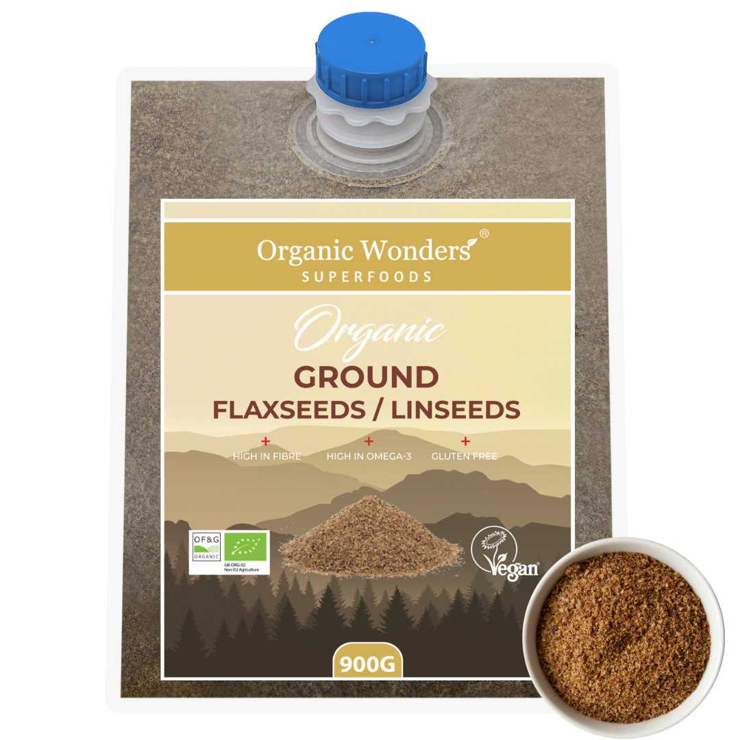 Organic Ground Flaxseeds (900g) Delicious Flavour | Great for Energy & Breakfast Bowls | Vegan Superfood | High in Protein