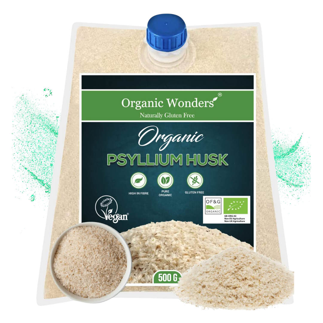 Organic Psyllium Husk Powder (500g) | Premium | 99% Purity | 100+ Servings | High Strength | High in Fibre | Gluten-Free | Perfect for Baking