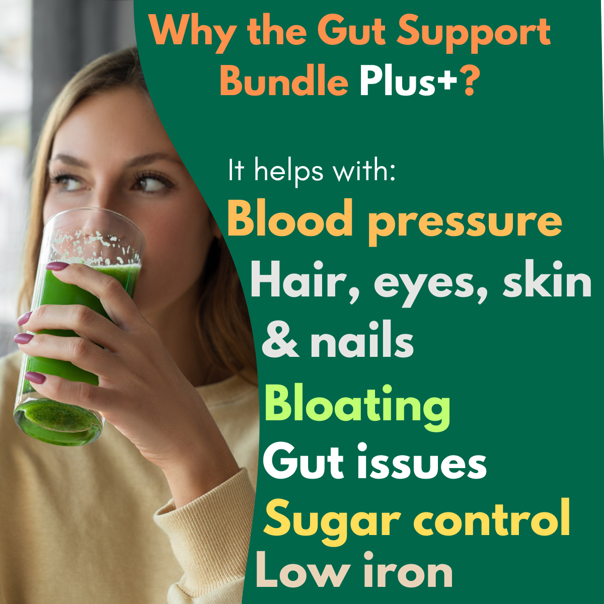 Gut Support Bundle | Cleanse Gut | Glowing Hair, Skin & Nails & High Iron ( Tablets or Powder )