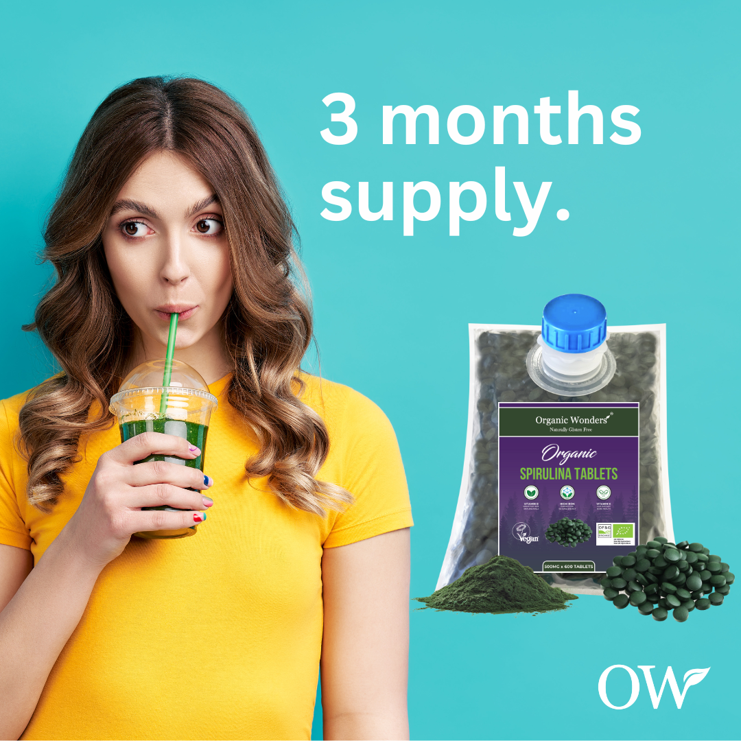 Organic Spirulina Tablets | 3 months supply | 600 x 500mg | Glowing Hair, Skin & Nails | High Iron