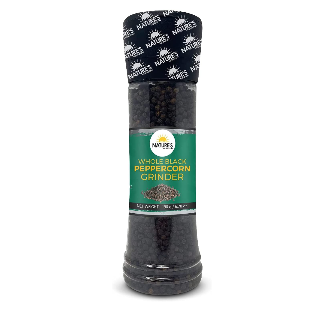 Whole Black Peppercorn Grinder 190g | Organic Wonders UK