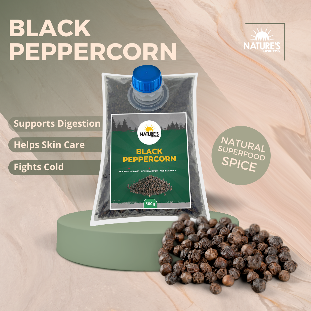 Whole Black Peppercorn 500g | Organic Wonders UK