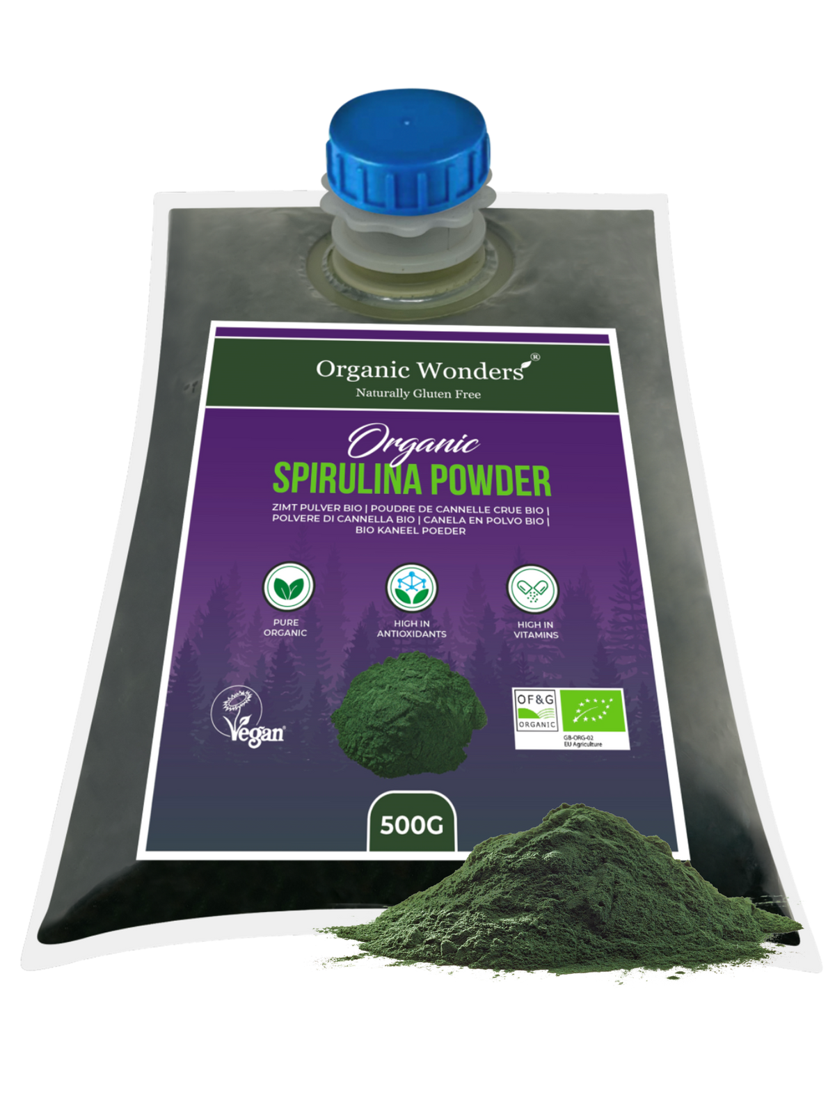 Organic Spirulina Powder 500g | Organic Wonders UK